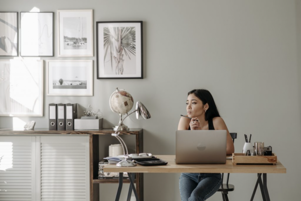 Girl working from home