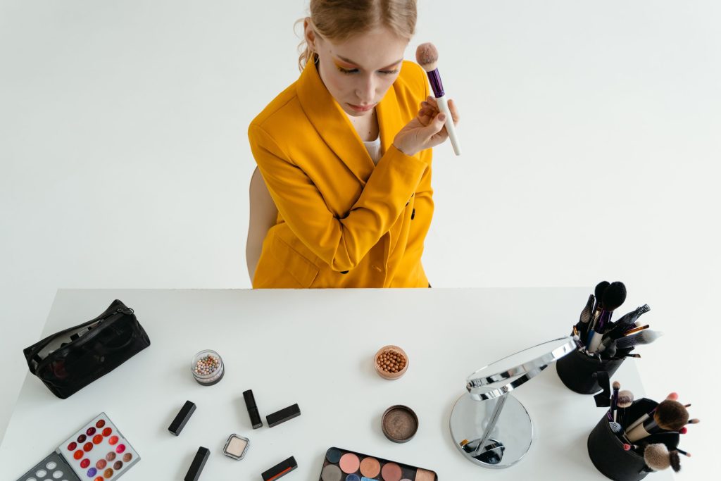Girl doing her makeup